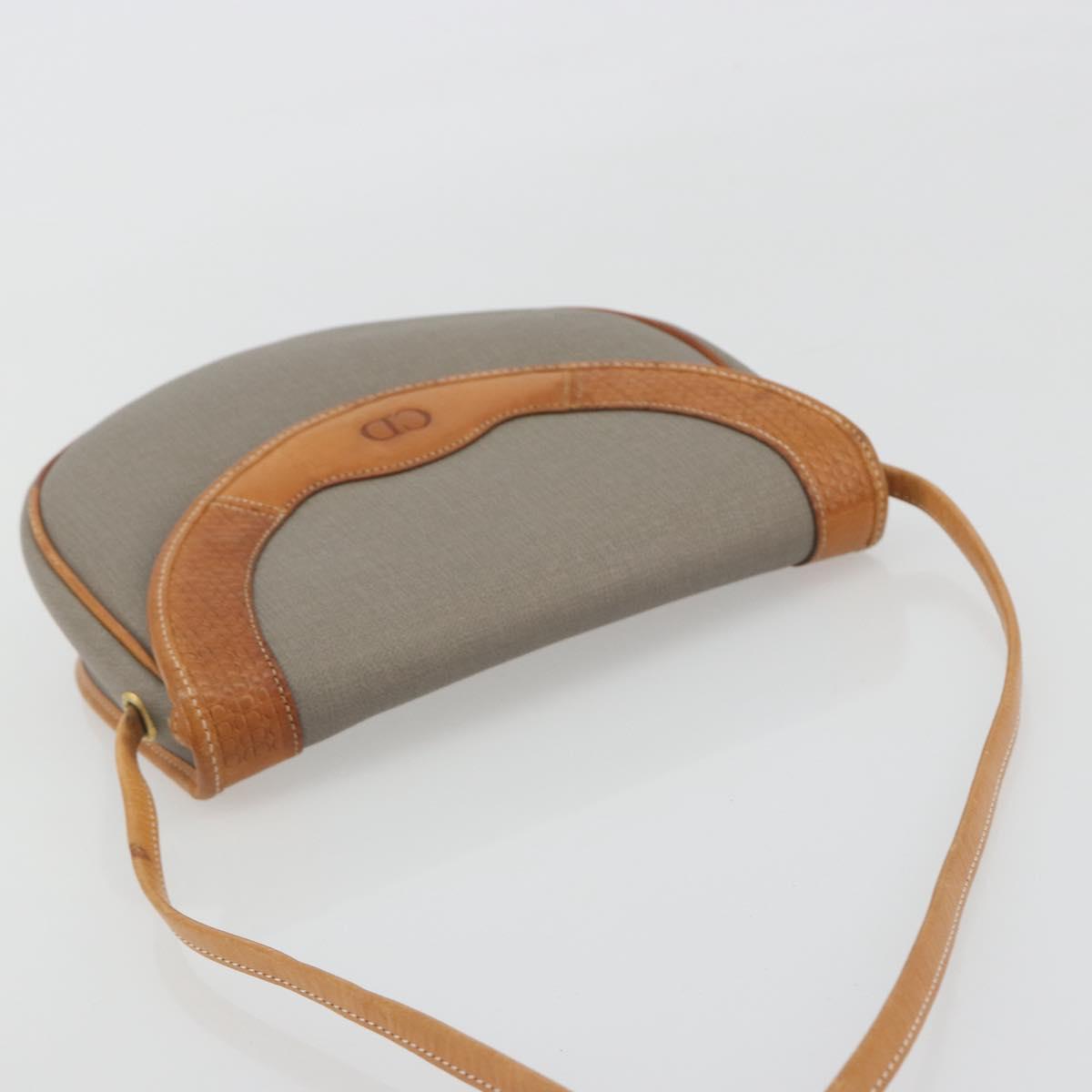 Christian Dior Shoulder Bag PVC Leather Gray Brown Auth ep15197