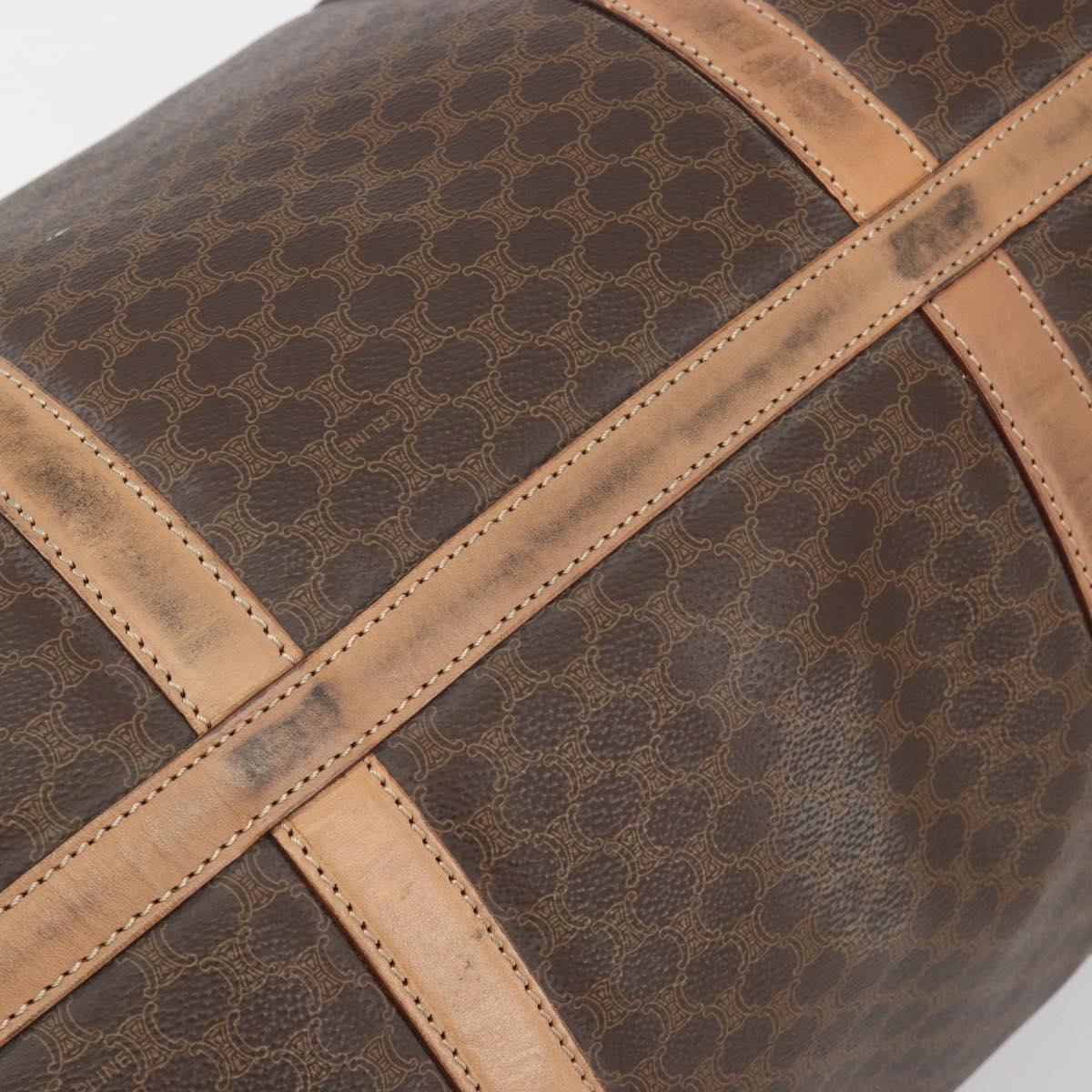 CELINE Macadam Boston Bag PVC Leather Brown Gold Tone Auth ep15198