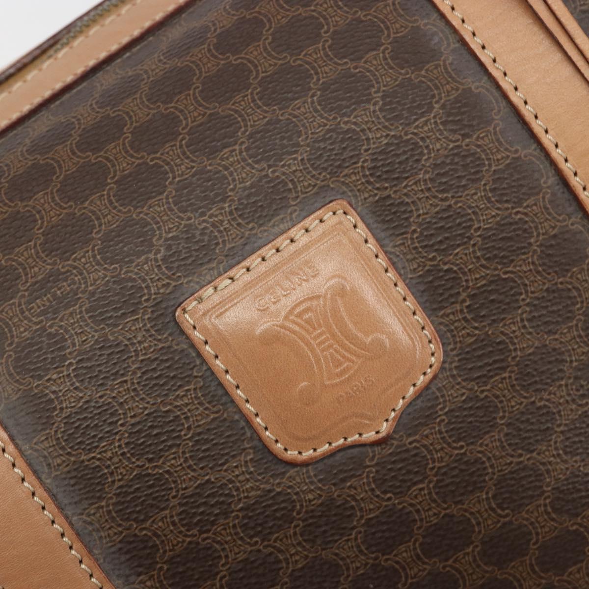 CELINE Macadam Boston Bag PVC Leather Brown Gold Tone Auth ep15198