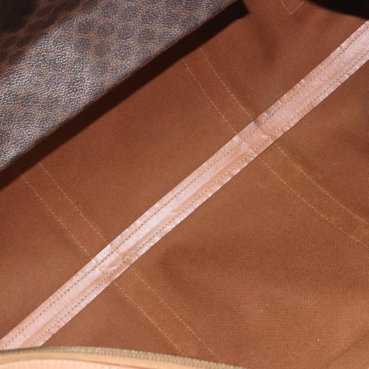 CELINE Macadam Boston Bag PVC Leather Brown Gold Tone Auth ep15198