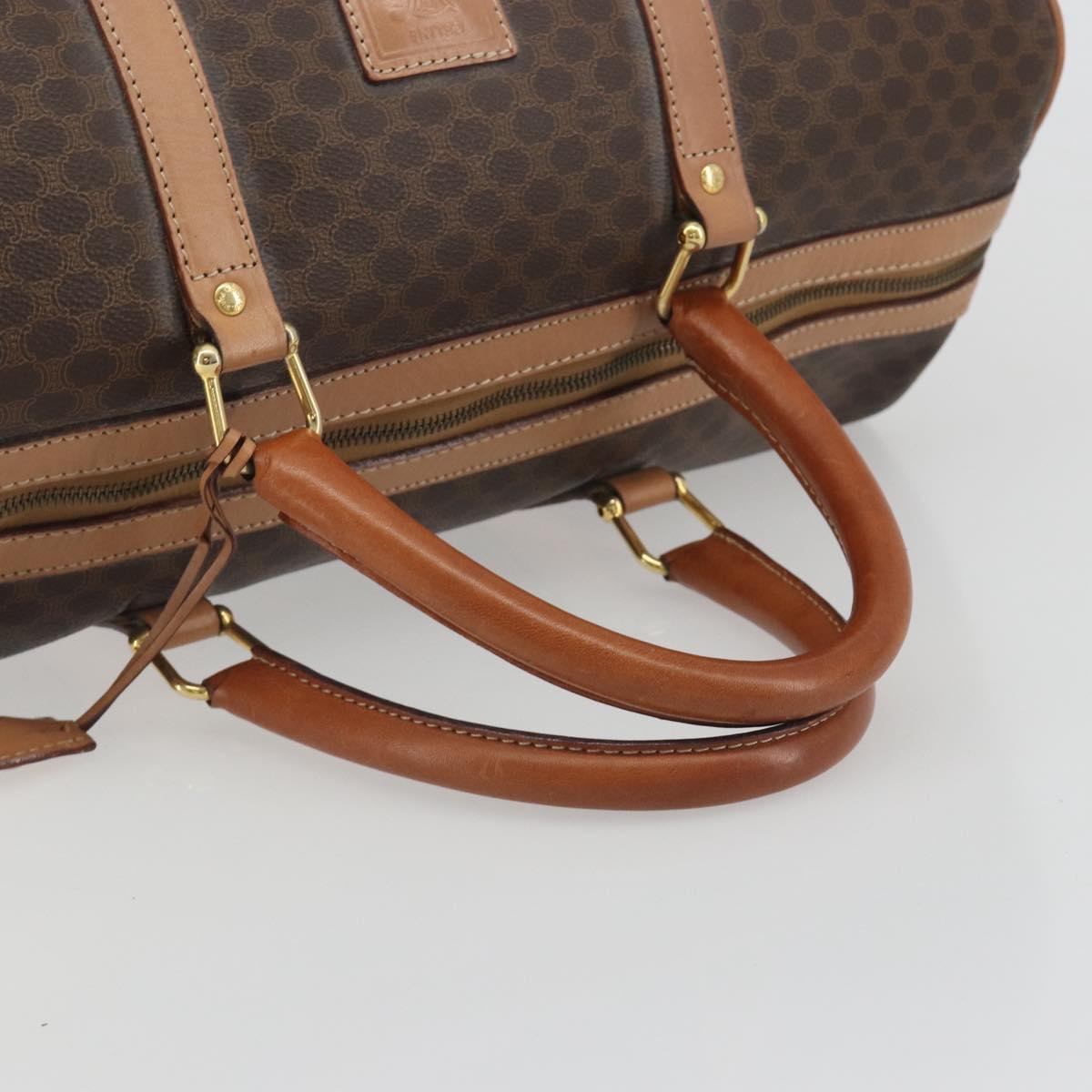 CELINE Macadam Boston Bag PVC Leather Brown Gold Tone Auth ep15198