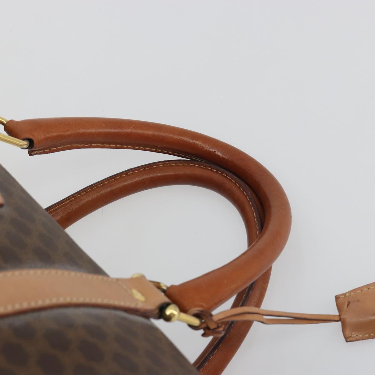 CELINE Macadam Boston Bag PVC Leather Brown Gold Tone Auth ep15198