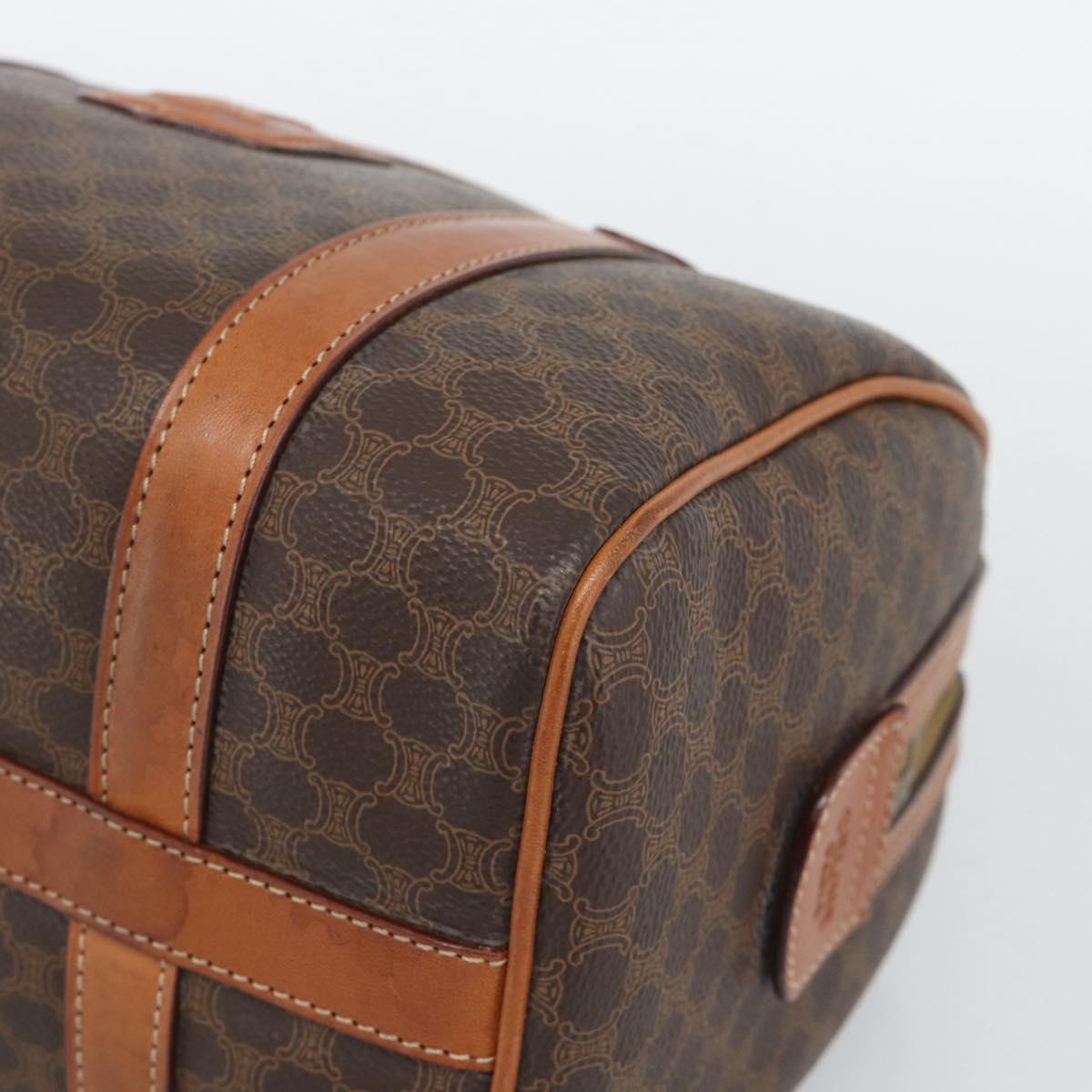 CELINE Macadam Hand Bag PVC Leather Brown Gold Tone Auth ep15199A