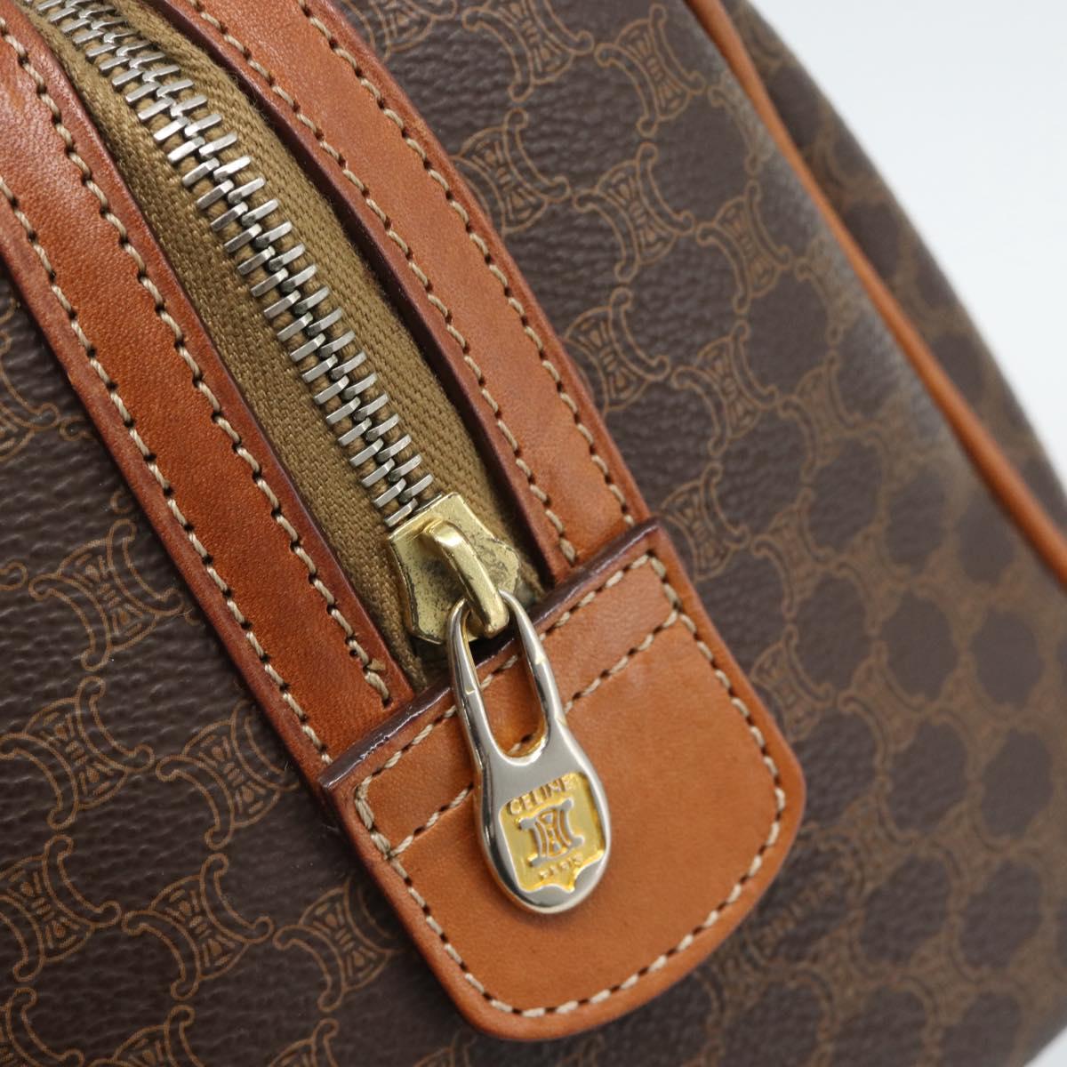 CELINE Macadam Hand Bag PVC Leather Brown Gold Tone Auth ep15199A