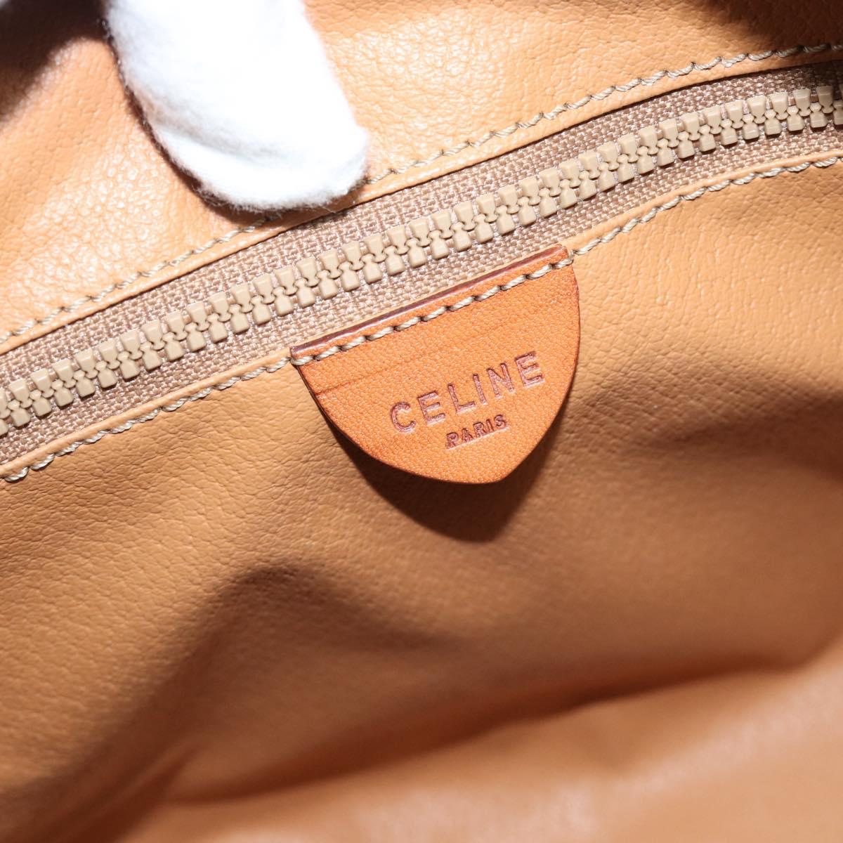 CELINE Macadam Hand Bag PVC Leather Brown Gold Tone Auth ep15199A
