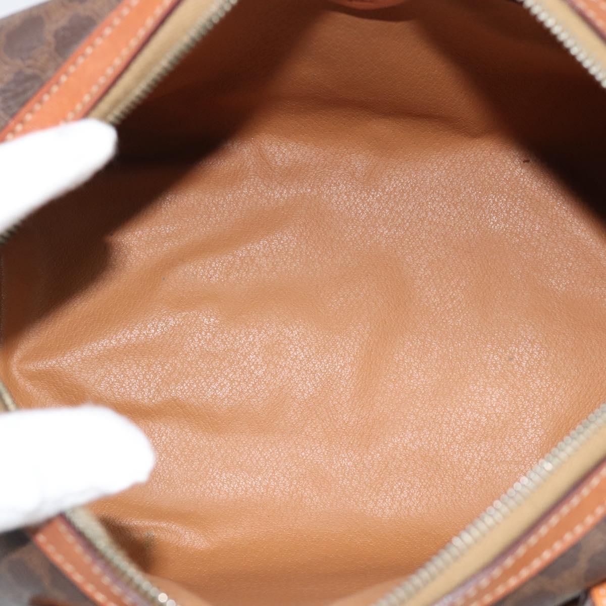 CELINE Macadam Hand Bag PVC Leather Brown Gold Tone Auth ep15199A