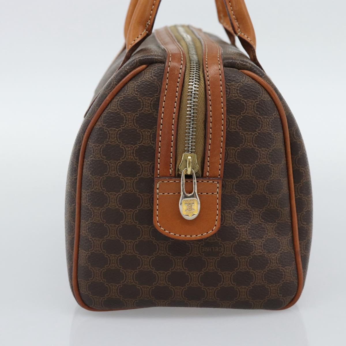 CELINE Macadam Hand Bag PVC Leather Brown Gold Tone Auth ep15199A