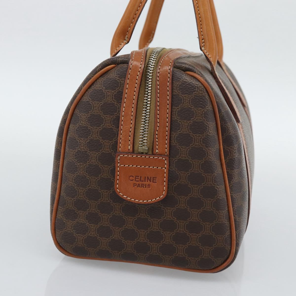 CELINE Macadam Hand Bag PVC Leather Brown Gold Tone Auth ep15199A