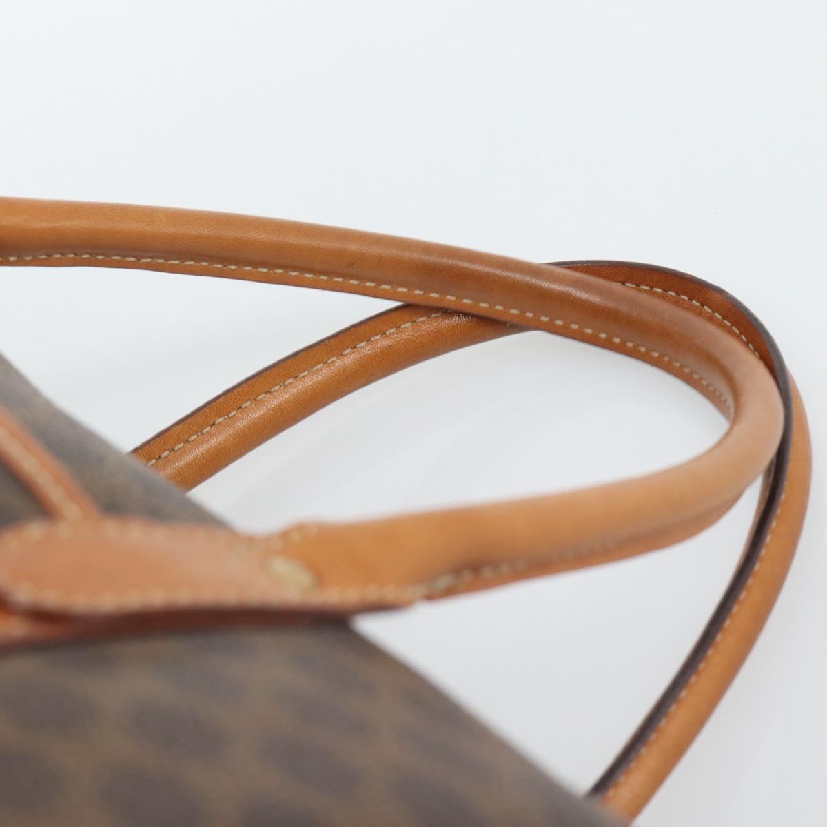 CELINE Macadam Hand Bag PVC Leather Brown Gold Tone Auth ep15199A