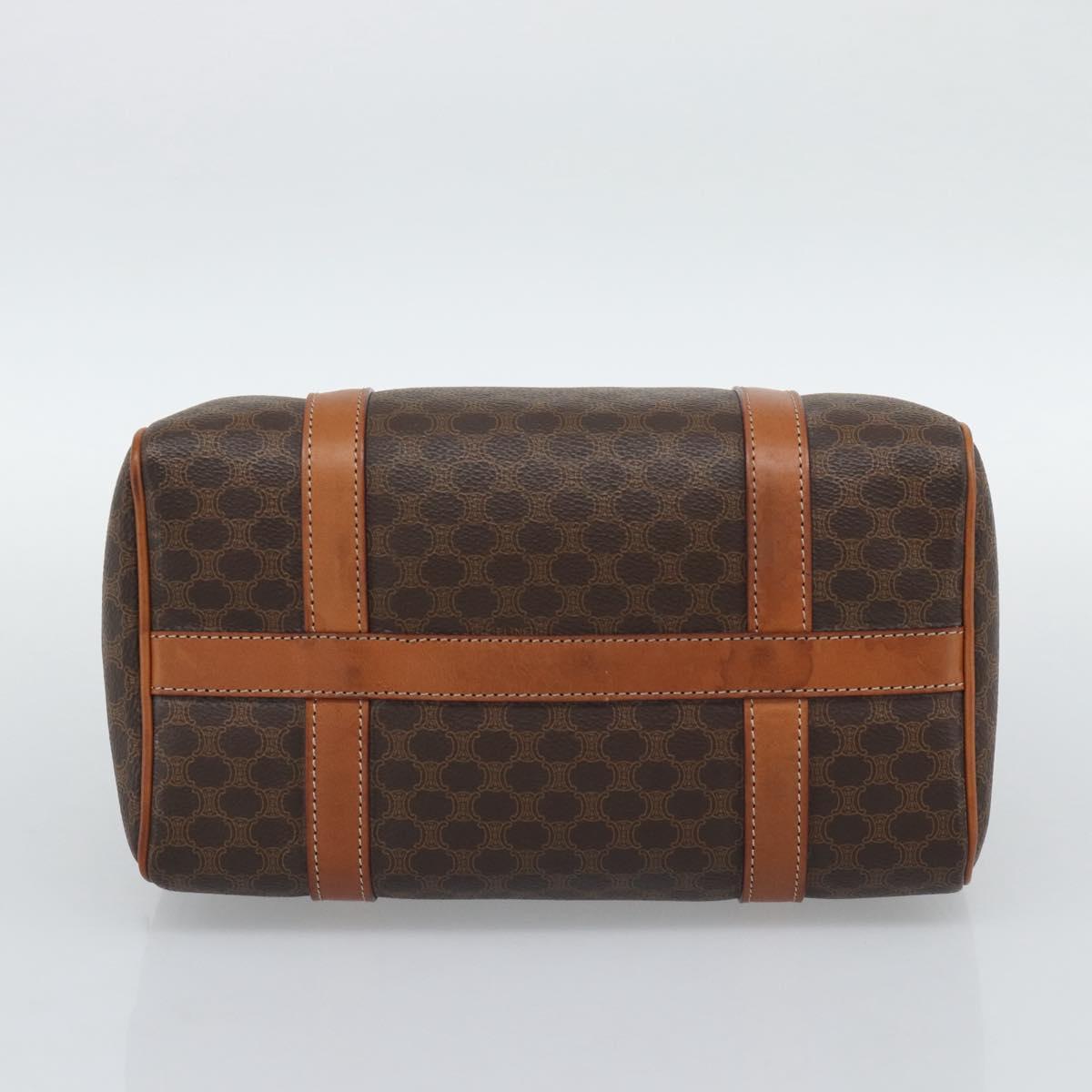 CELINE Macadam Hand Bag PVC Leather Brown Gold Tone Auth ep15199A