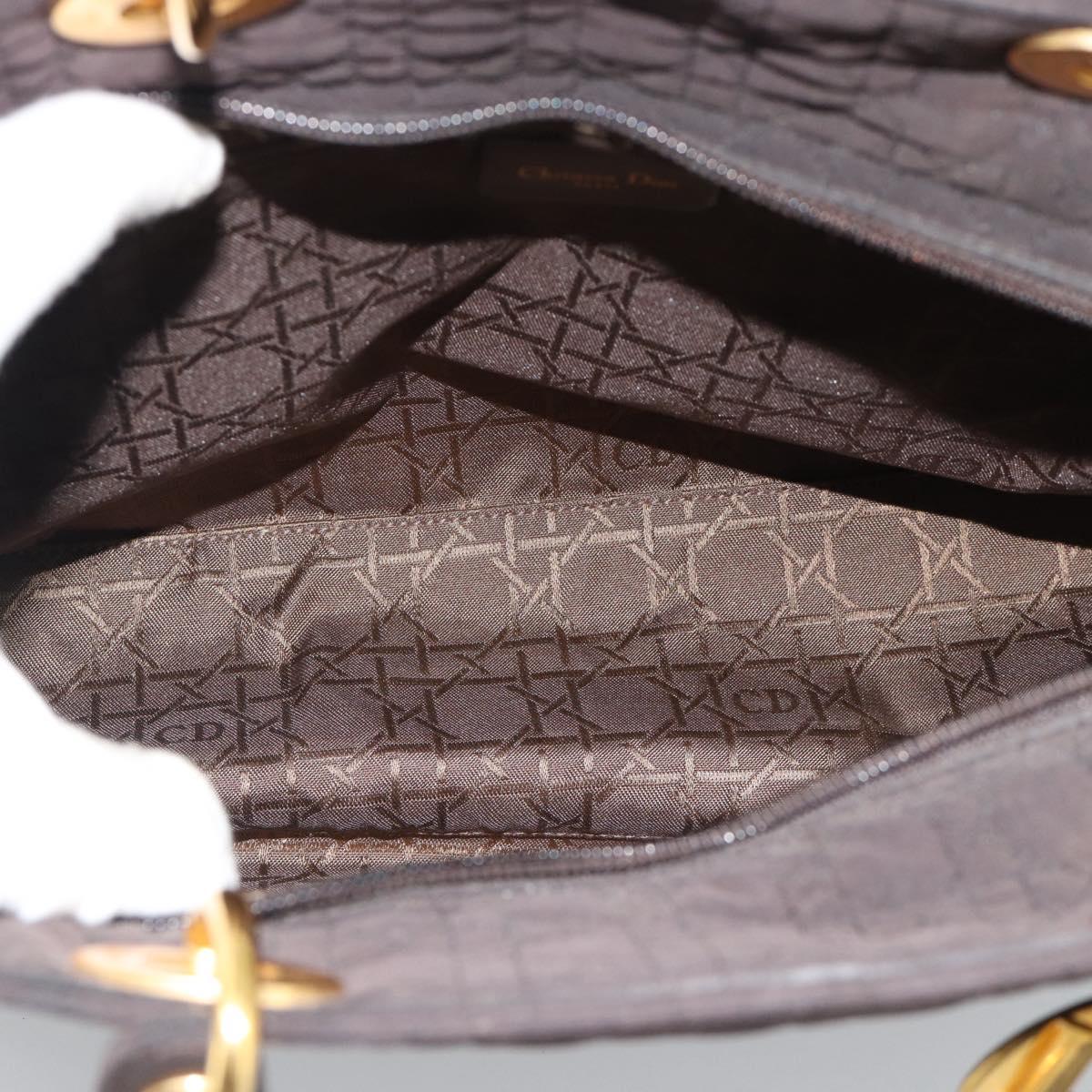 Christian Dior Canage Hand Bag Canvas Black Gold Tone Auth ep15200