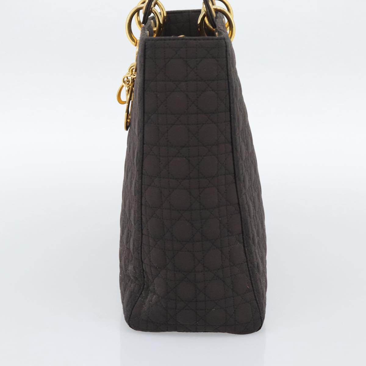 Christian Dior Canage Hand Bag Canvas Black Gold Tone Auth ep15200