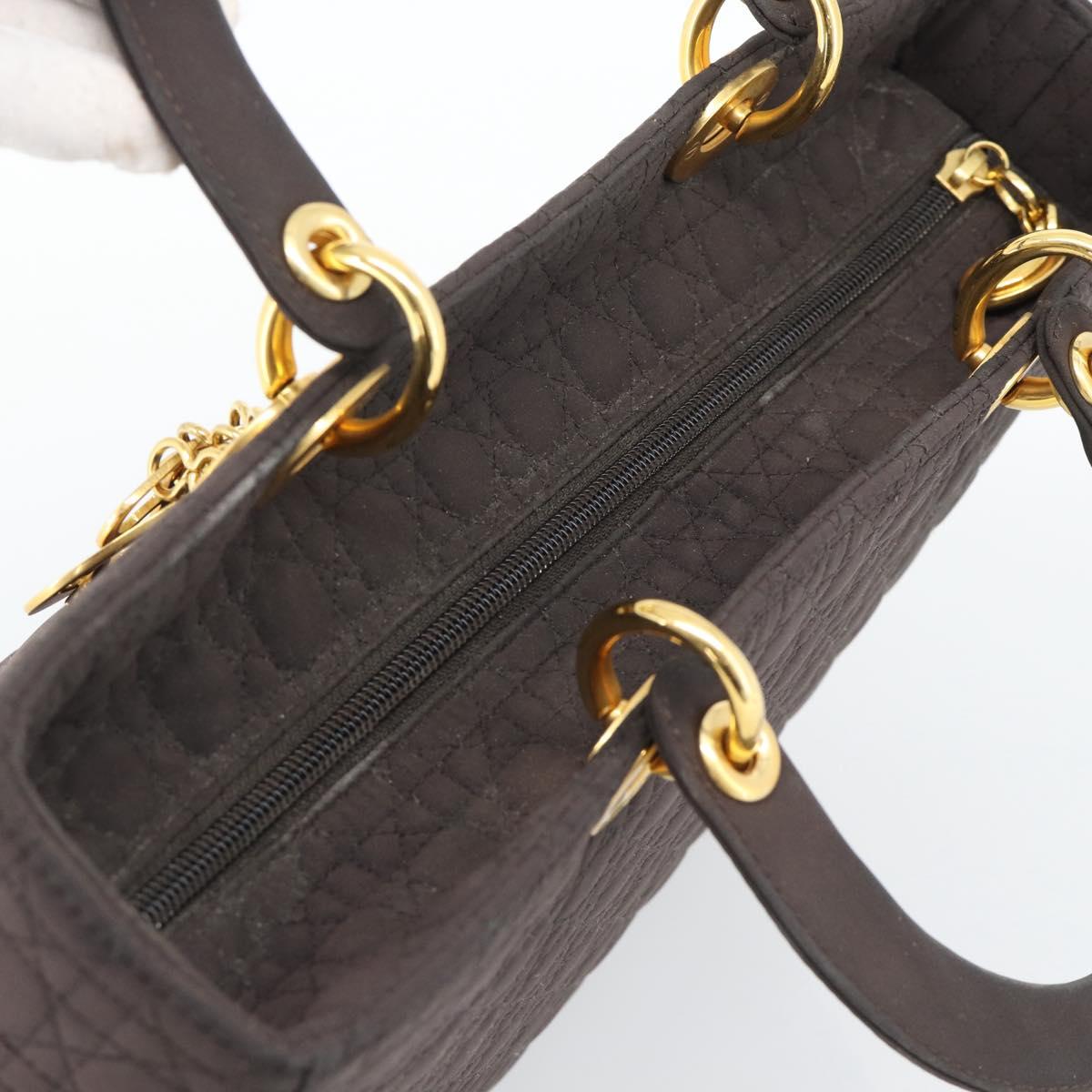 Christian Dior Canage Hand Bag Canvas Black Gold Tone Auth ep15200