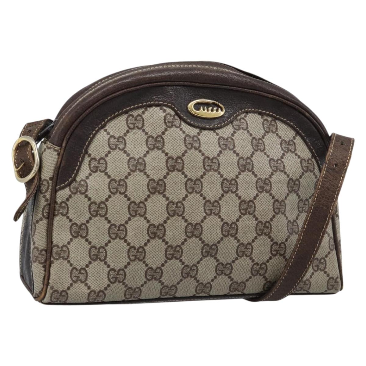 GUCCI GG Supreme Shoulder Bag PVC Leather Beige Gold Tone Auth ep15203