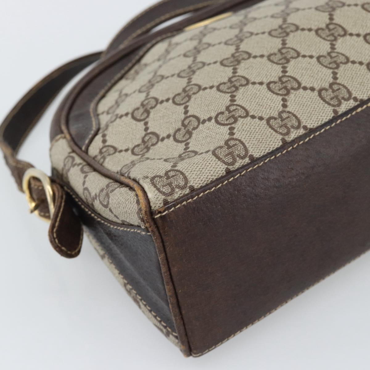 GUCCI GG Supreme Shoulder Bag PVC Leather Beige Gold Tone Auth ep15203