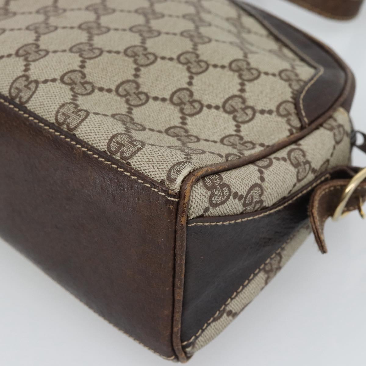 GUCCI GG Supreme Shoulder Bag PVC Leather Beige Gold Tone Auth ep15203