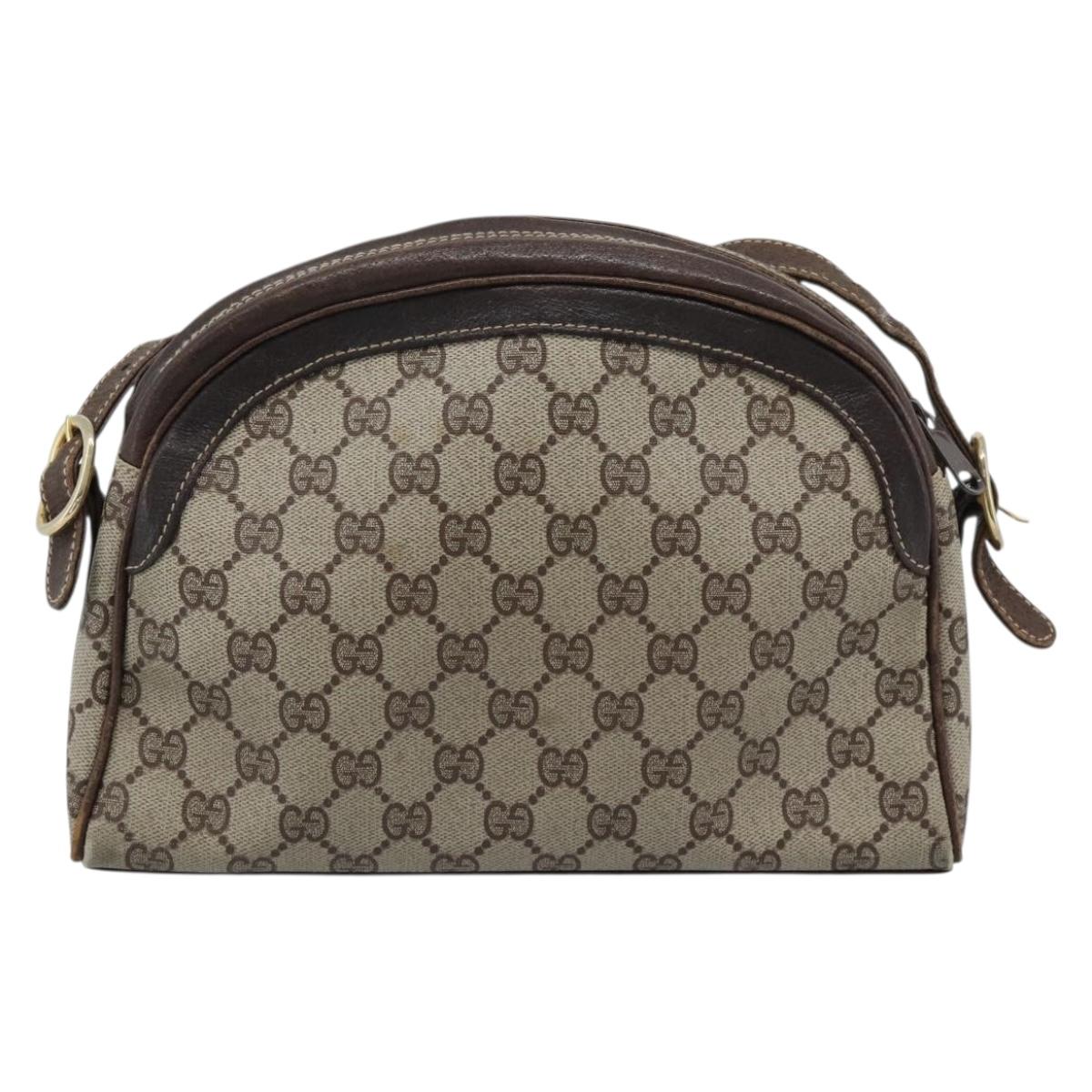 GUCCI GG Supreme Shoulder Bag PVC Leather Beige Gold Tone Auth ep15203