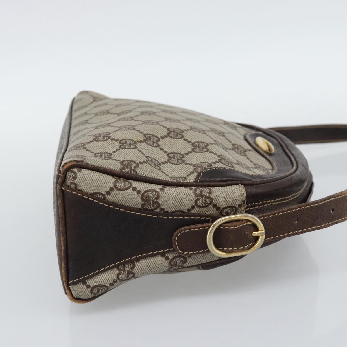 GUCCI GG Supreme Shoulder Bag PVC Leather Beige Gold Tone Auth ep15203