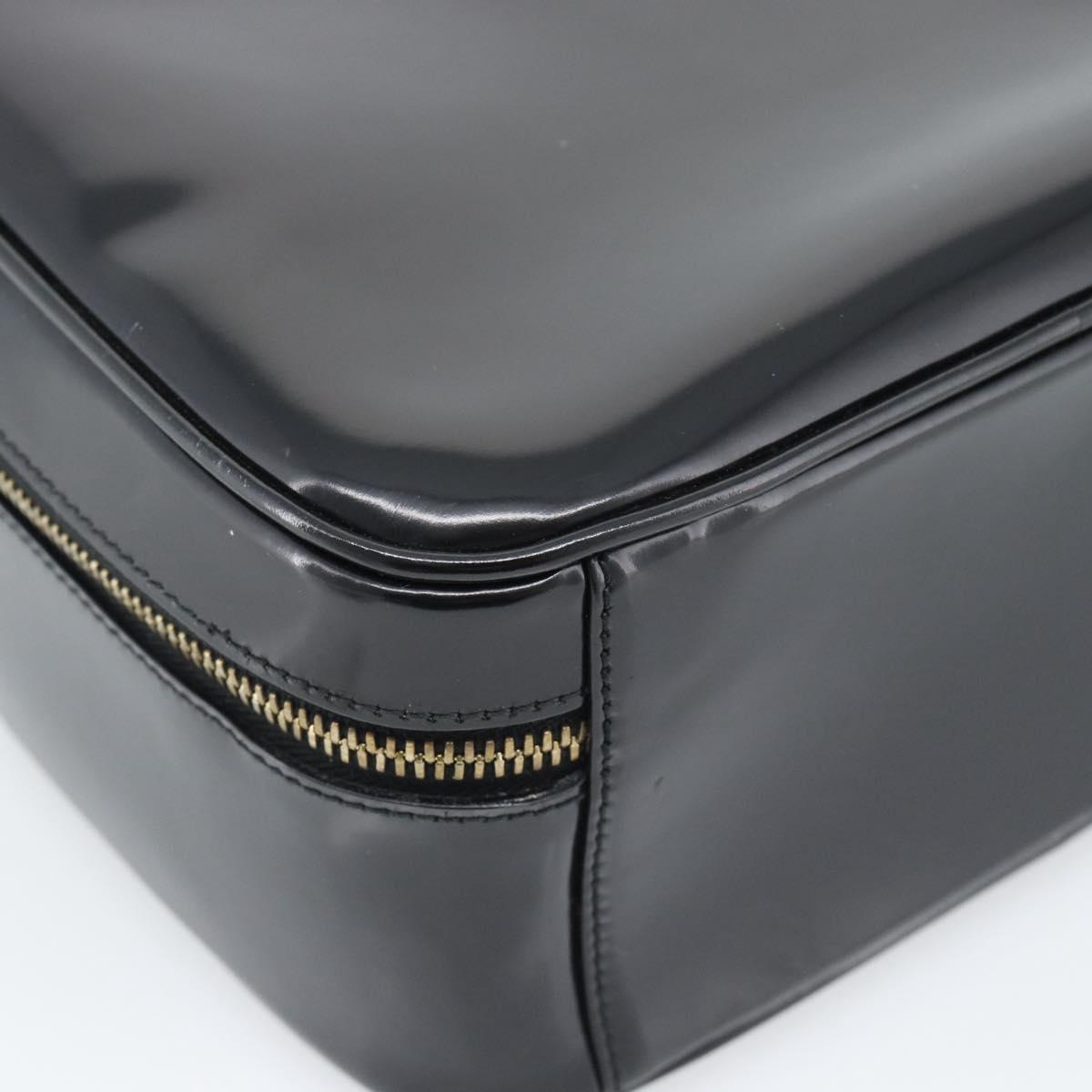 GUCCI Vanity Cosmetic Pouch Patent 2way Black Gold Tone Auth ep15207