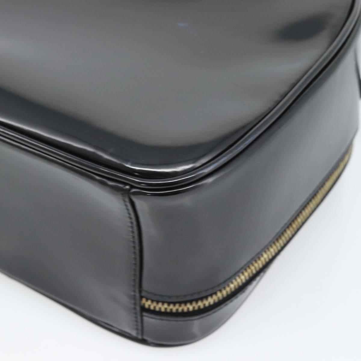 GUCCI Vanity Cosmetic Pouch Patent 2way Black Gold Tone Auth ep15207