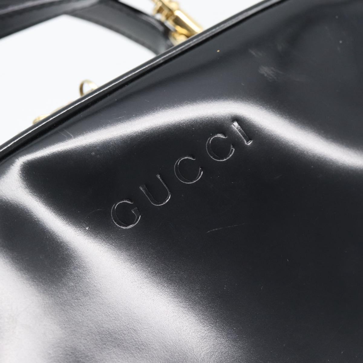 GUCCI Vanity Cosmetic Pouch Patent 2way Black Gold Tone Auth ep15207