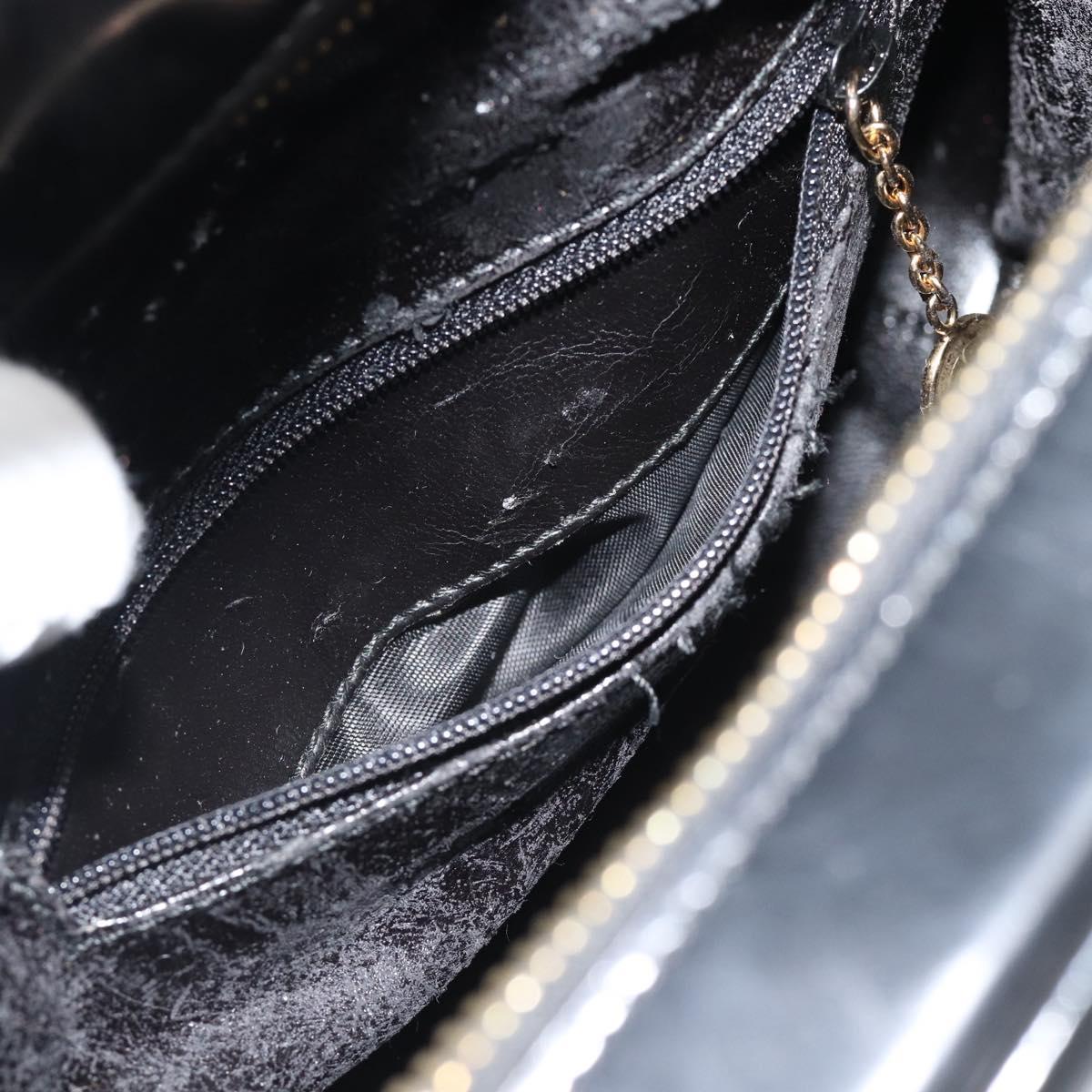 GUCCI Vanity Cosmetic Pouch Patent 2way Black Gold Tone Auth ep15207