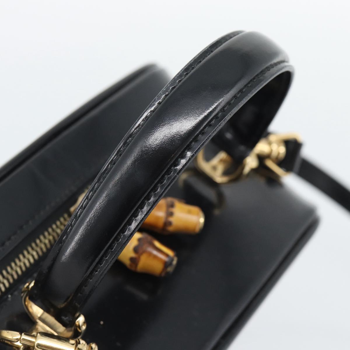 GUCCI Vanity Cosmetic Pouch Patent 2way Black Gold Tone Auth ep15207