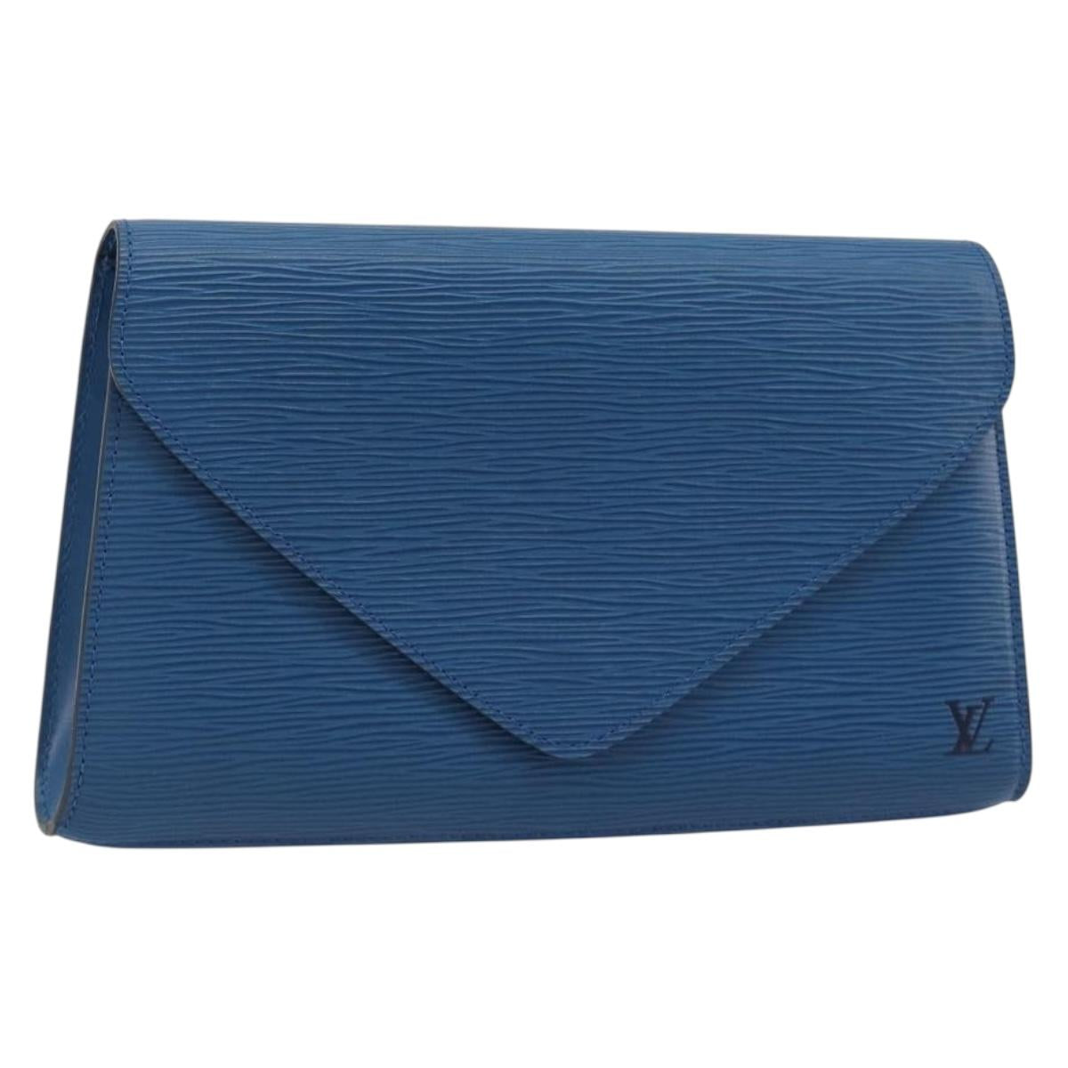LOUIS VUITTON Epi Art Deco Clutch Bag Blue M52635 LV Auth ep15208