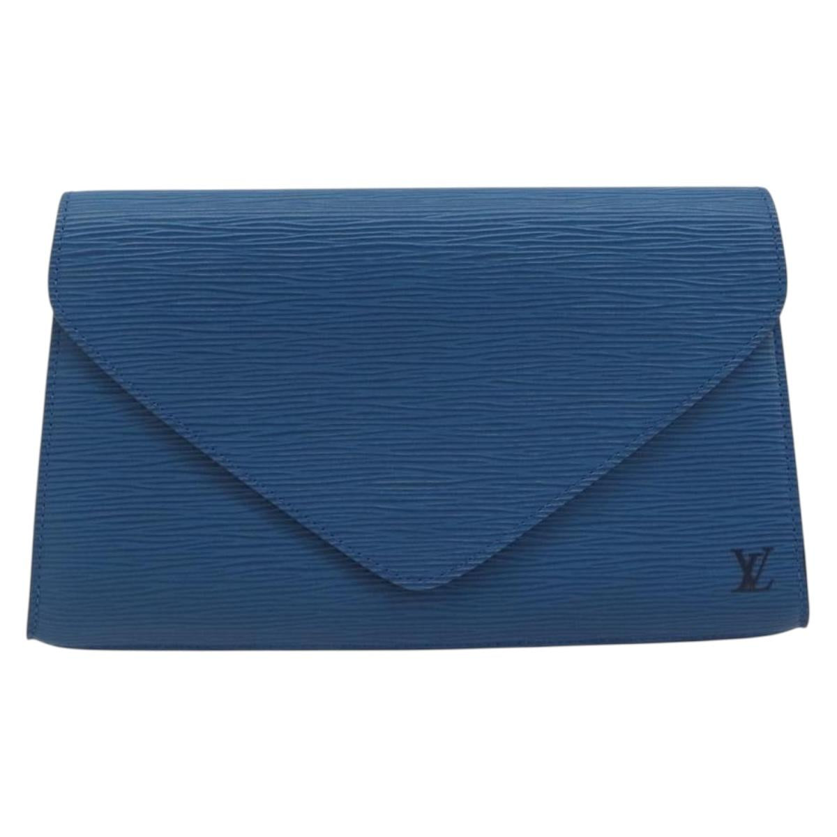 LOUIS VUITTON Epi Art Deco Clutch Bag Blue M52635 LV Auth ep15208