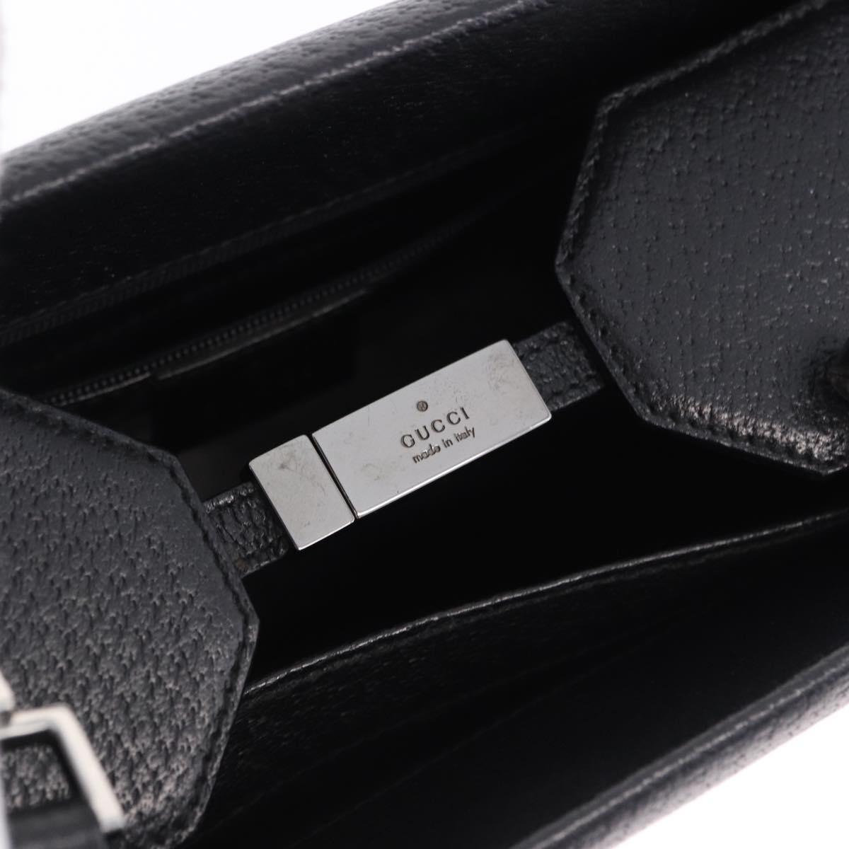 GUCCI Bamboo Hand Bag Leather 2way Black Silver 002 1035 Auth ep15210
