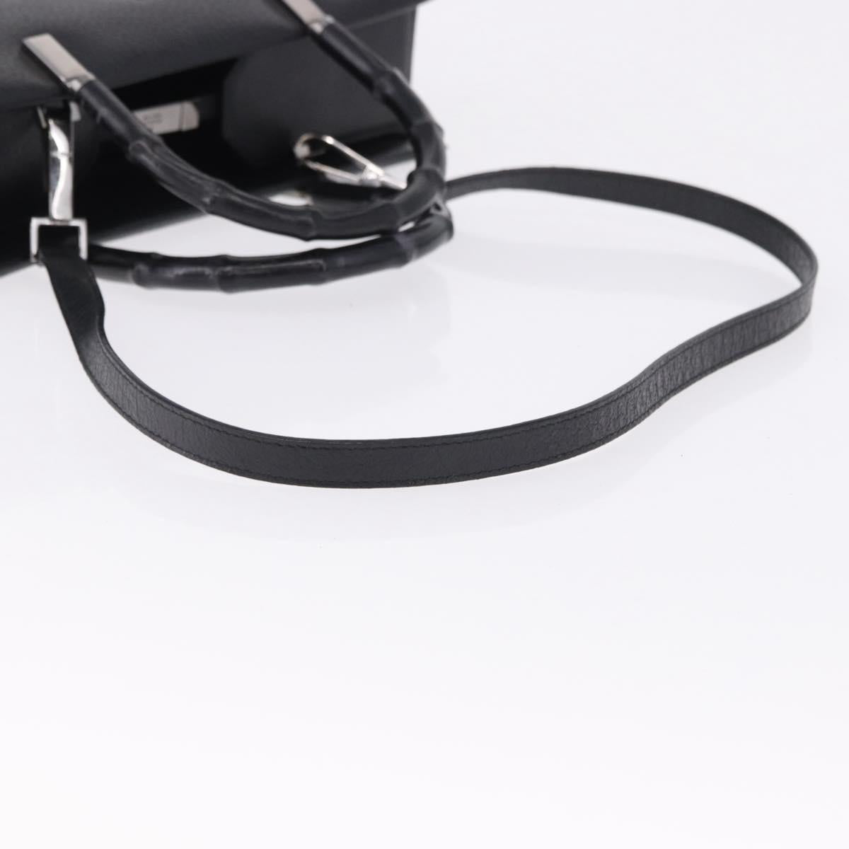 GUCCI Bamboo Hand Bag Leather 2way Black Silver 002 1035 Auth ep15210