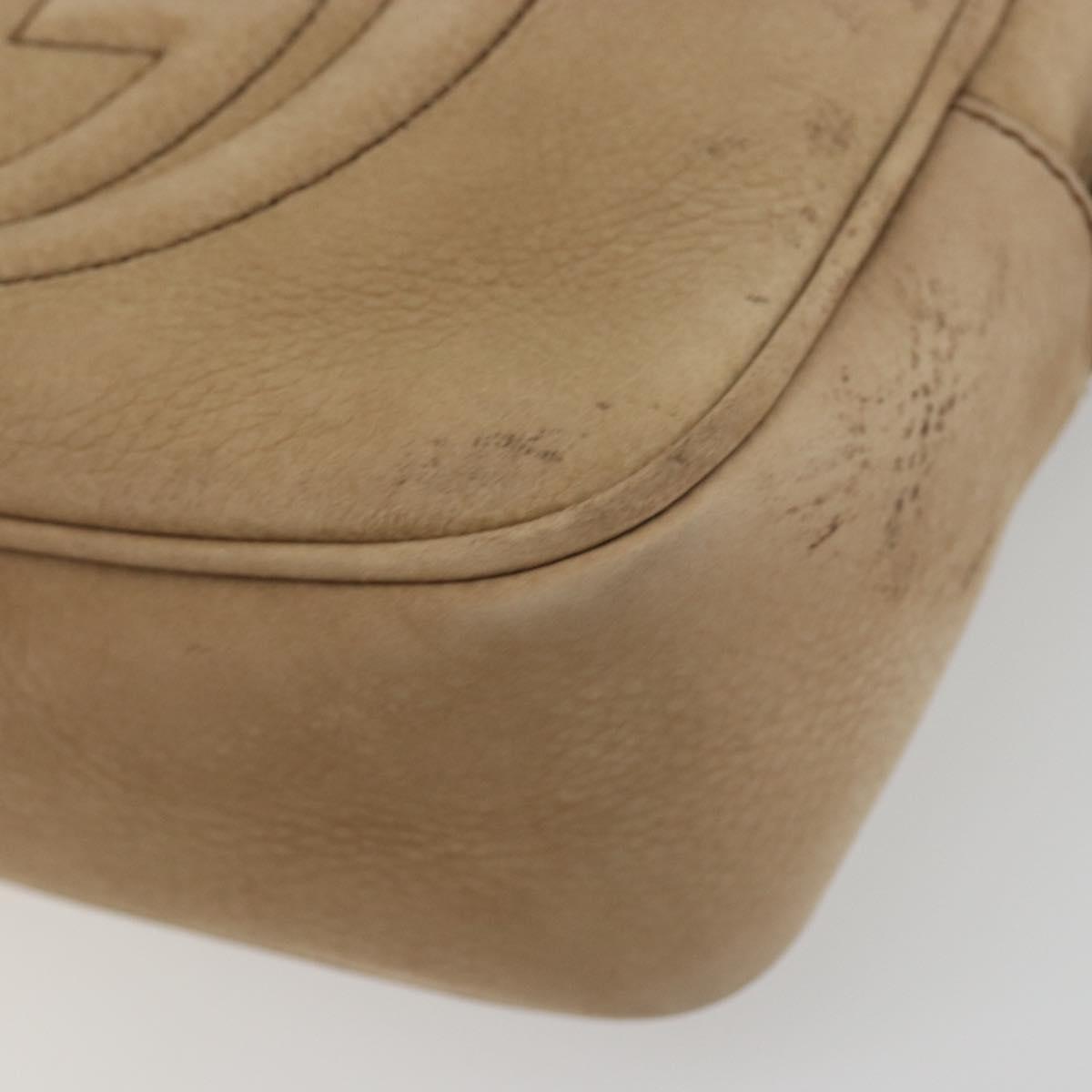 GUCCI Soho Shoulder Bag Leather Beige Gold Tone 308364 Auth ep15215