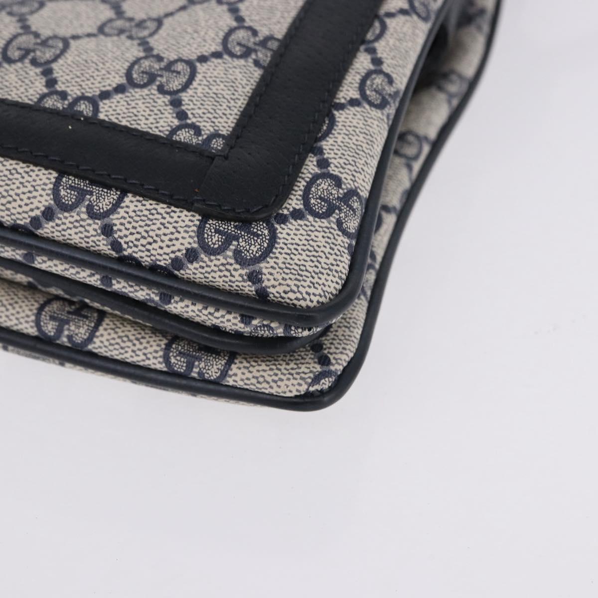 GUCCI GG Supreme Shoulder Bag PVC Leather Navy Gold Tone 14 02 013 Auth ep15220