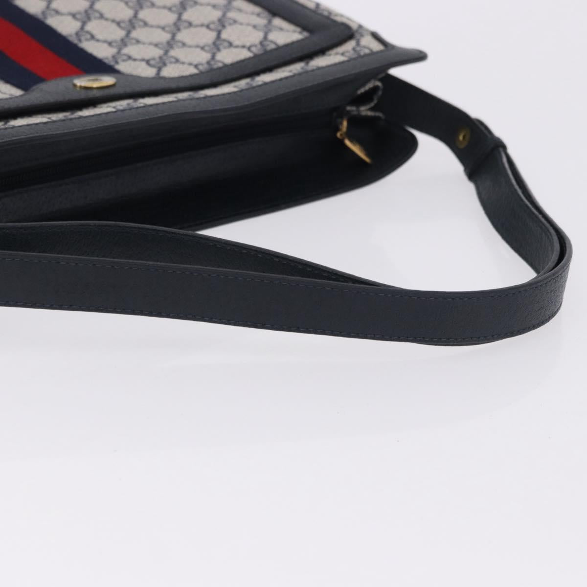 GUCCI GG Supreme Shoulder Bag PVC Leather Navy Gold Tone 14 02 013 Auth ep15220