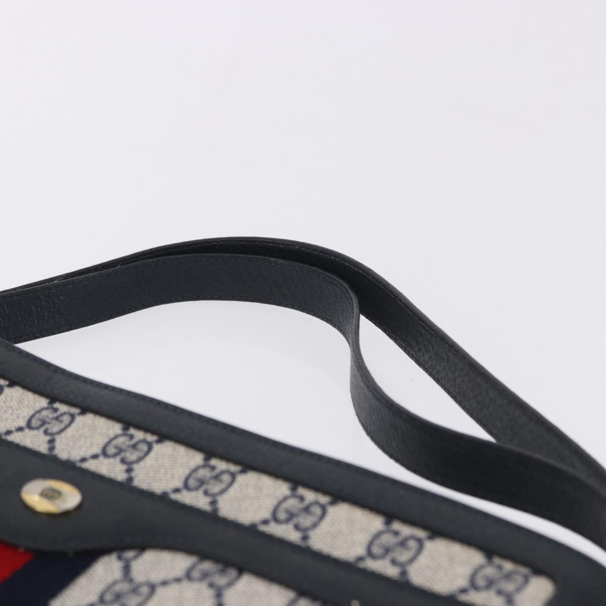 GUCCI GG Supreme Shoulder Bag PVC Leather Navy Gold Tone 14 02 013 Auth ep15220