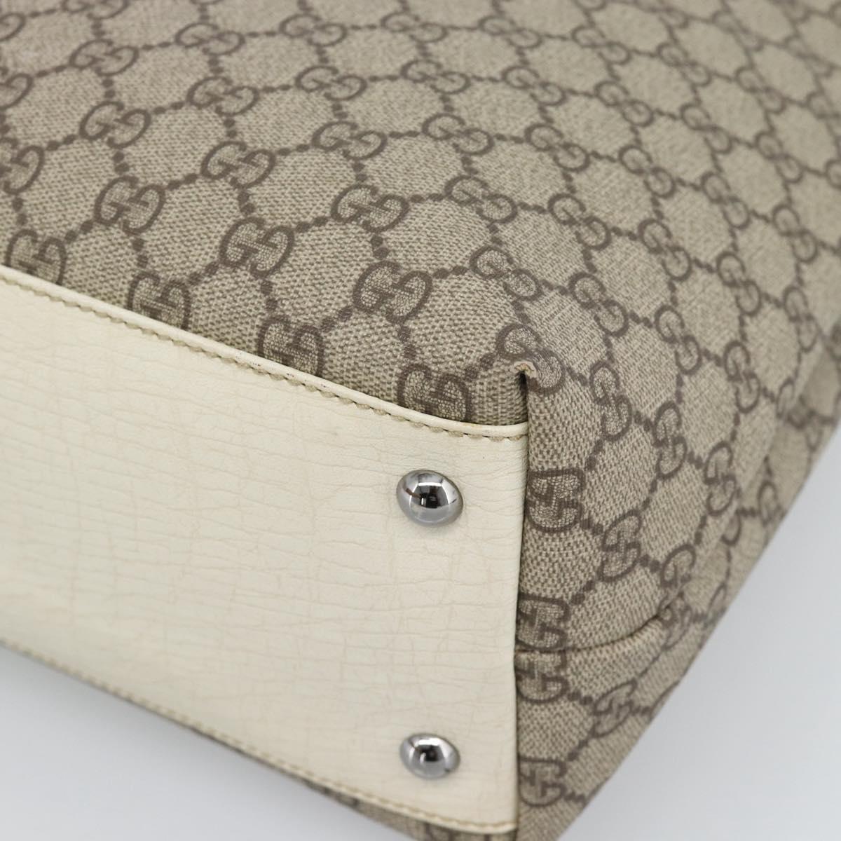 GUCCI GG Supreme Tote Bag PVC Leather Beige Silver 131220 Auth ep15221