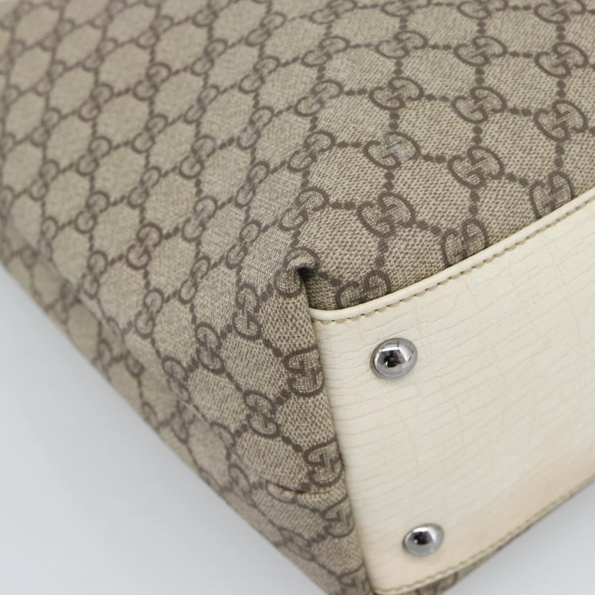 GUCCI GG Supreme Tote Bag PVC Leather Beige Silver 131220 Auth ep15221