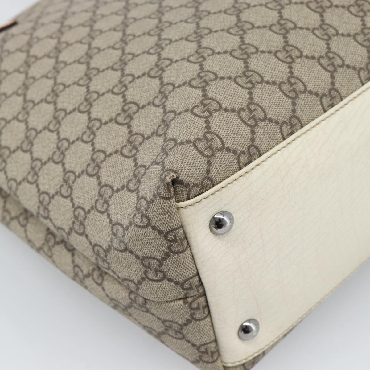 GUCCI GG Supreme Tote Bag PVC Leather Beige Silver 131220 Auth ep15221