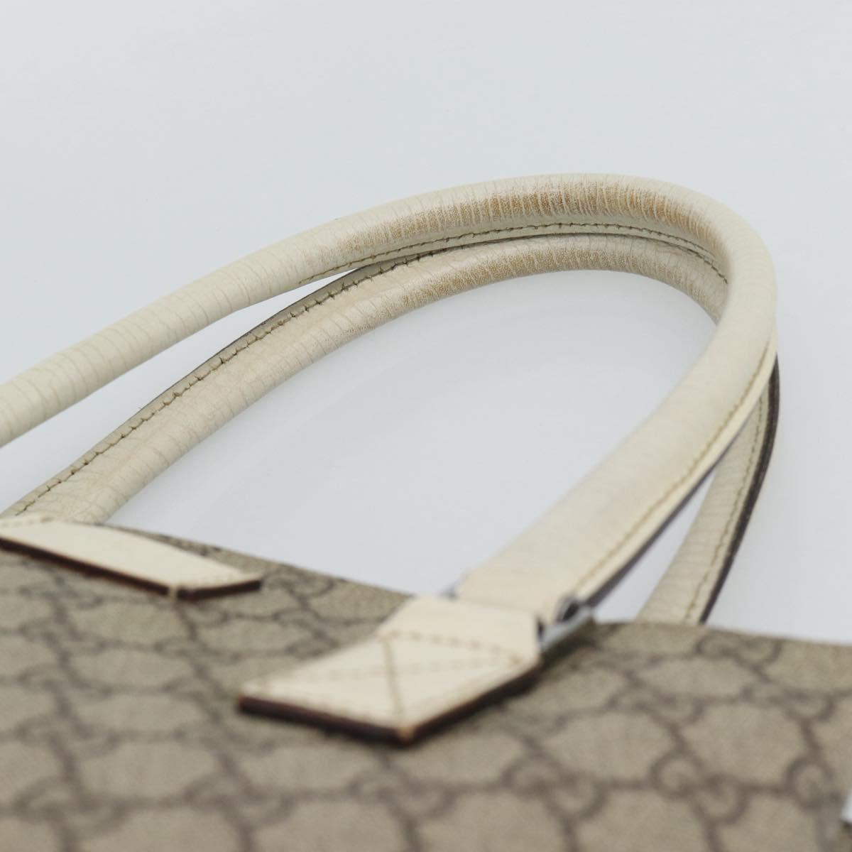 GUCCI GG Supreme Tote Bag PVC Leather Beige Silver 131220 Auth ep15221