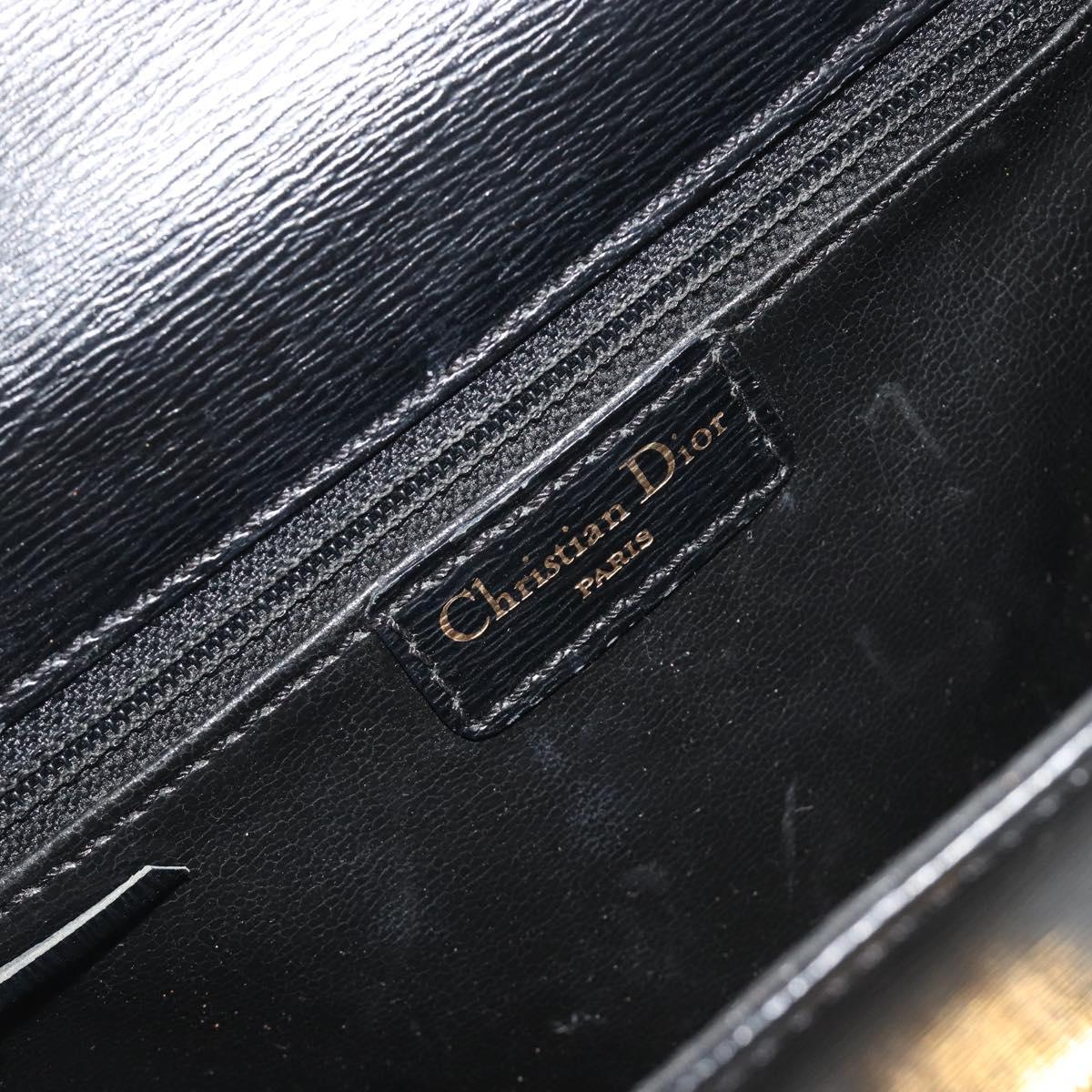 Christian Dior Hand Bag Leather 2way Black Gold Tone Auth ep15222