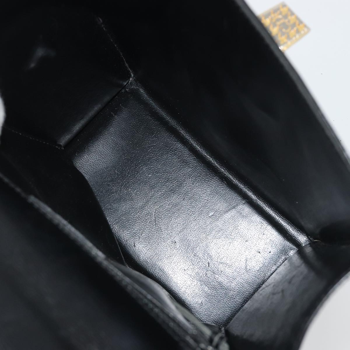 Christian Dior Hand Bag Leather 2way Black Gold Tone Auth ep15222