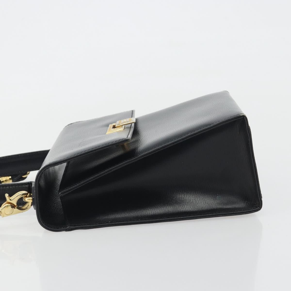 Christian Dior Hand Bag Leather 2way Black Gold Tone Auth ep15222