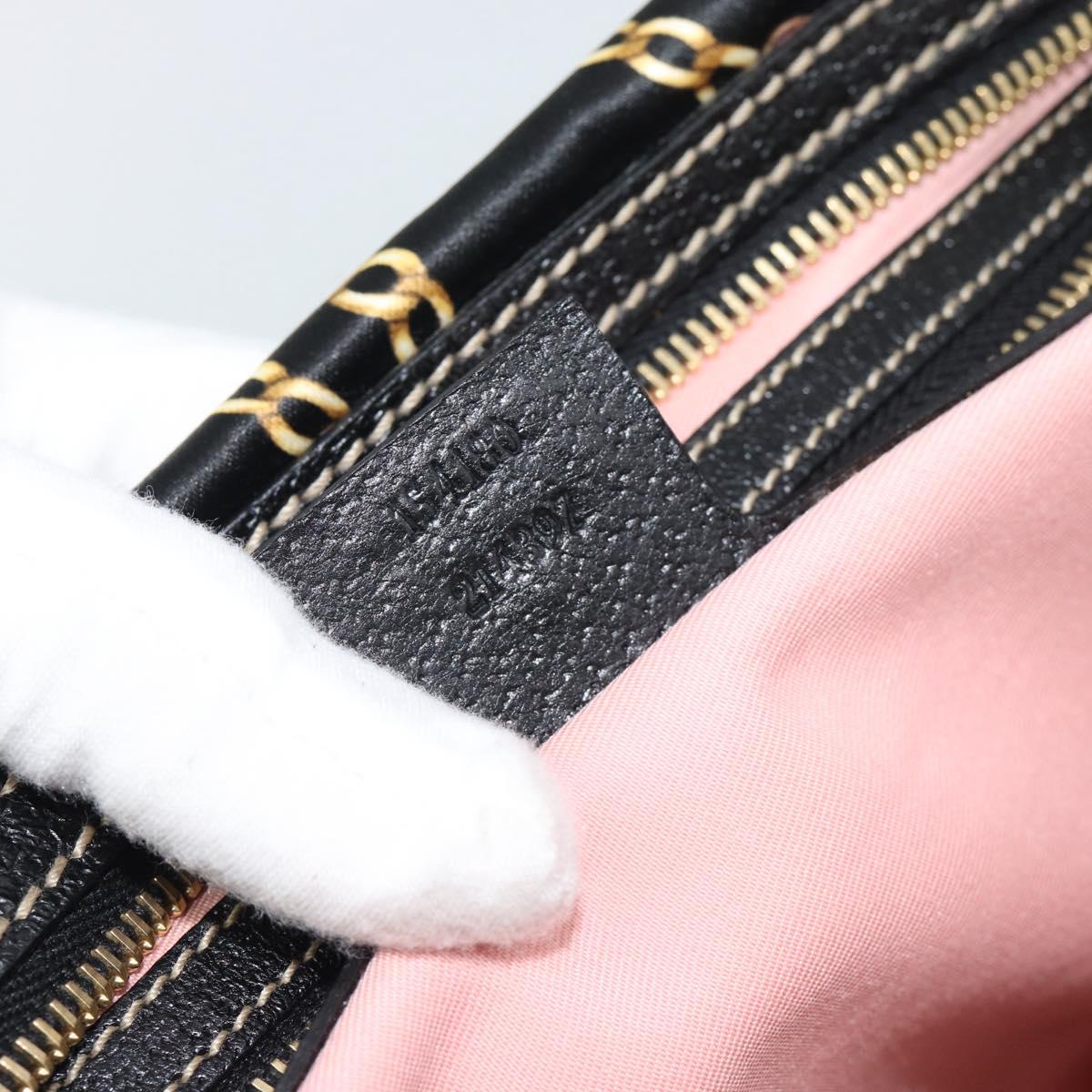 GUCCI Hand Bag Satin Black Gold Tone 154180 Auth ep15224V