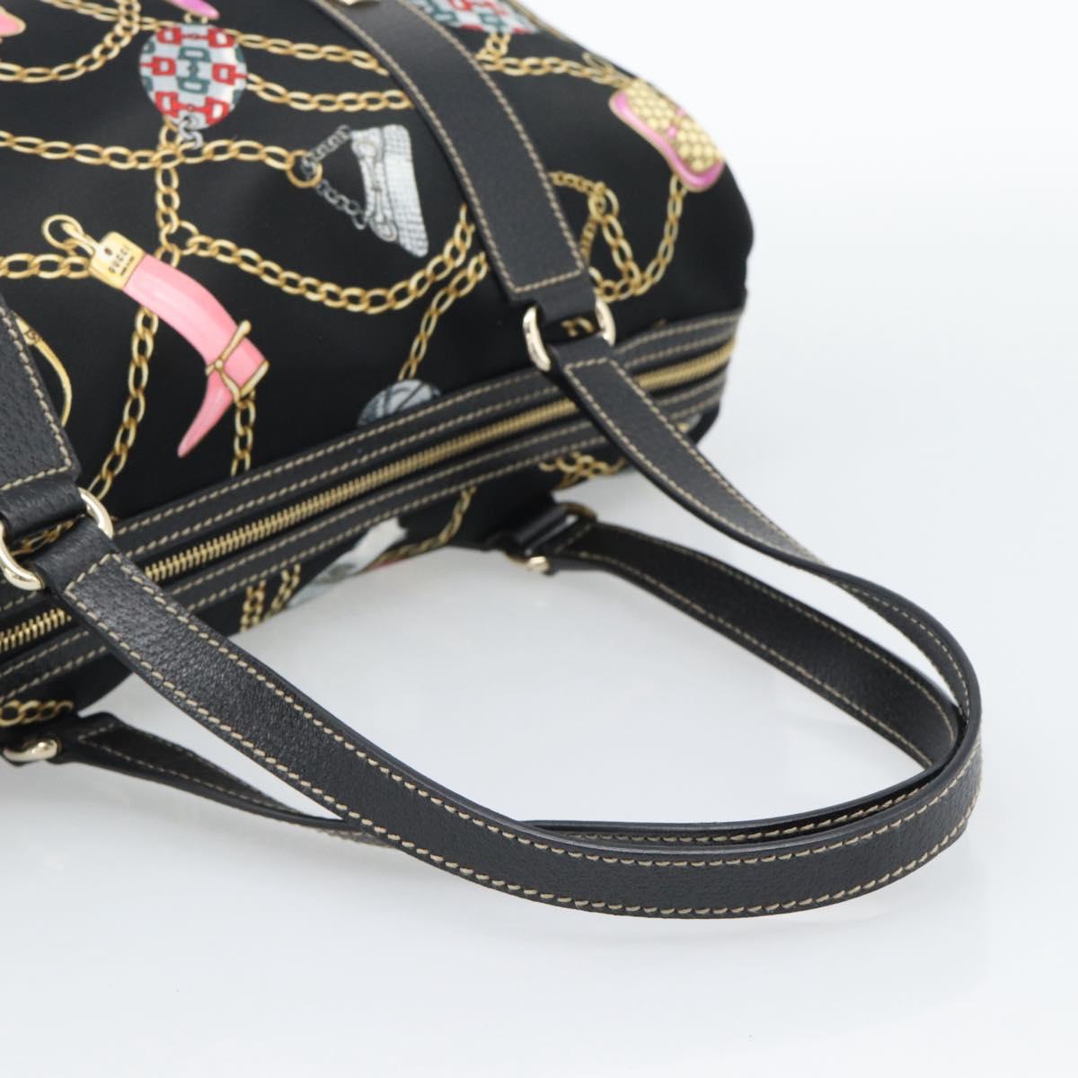 GUCCI Hand Bag Satin Black Gold Tone 154180 Auth ep15224V