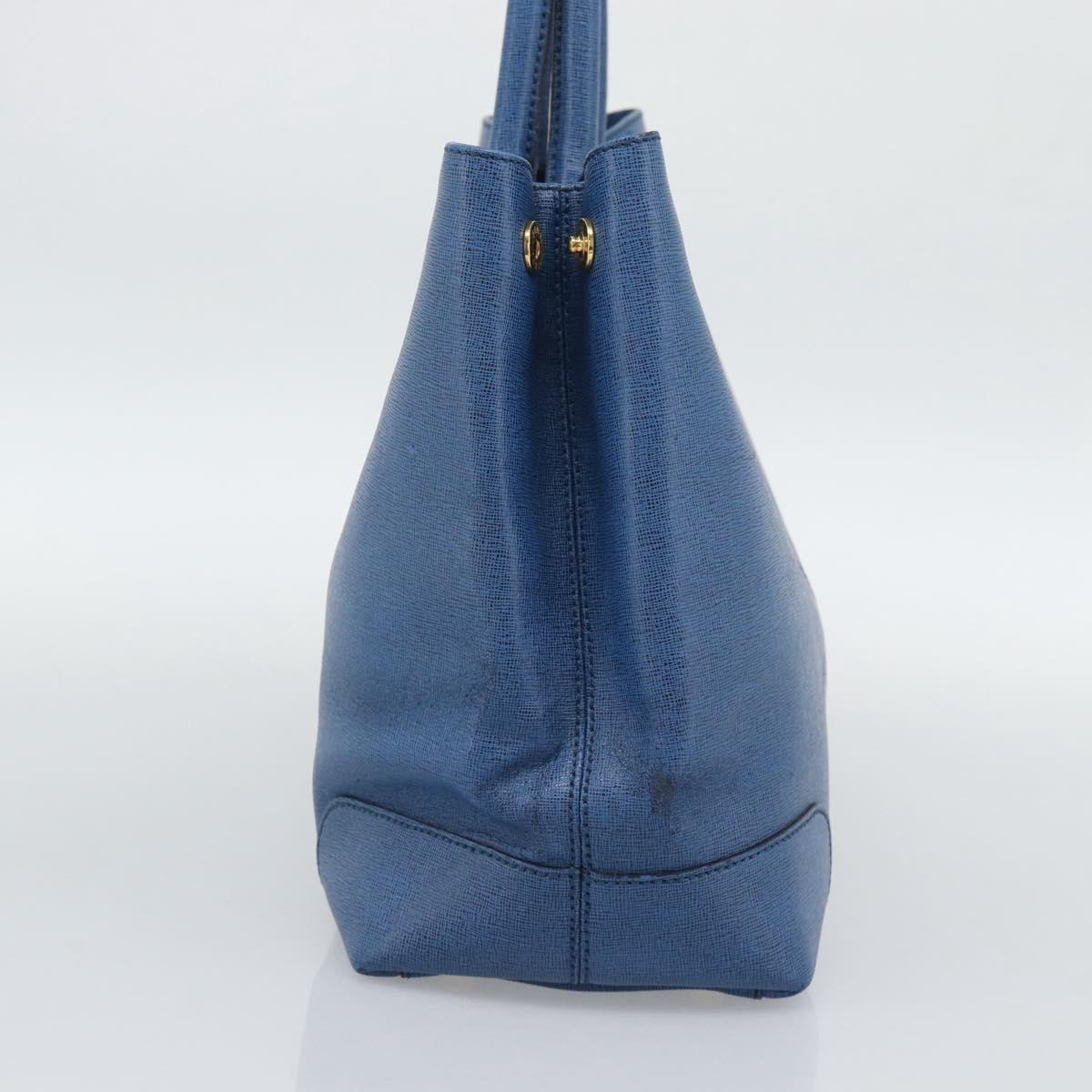 FENDI Tote Bag Leather Blue Gold Tone 8BR662 Auth ep15227