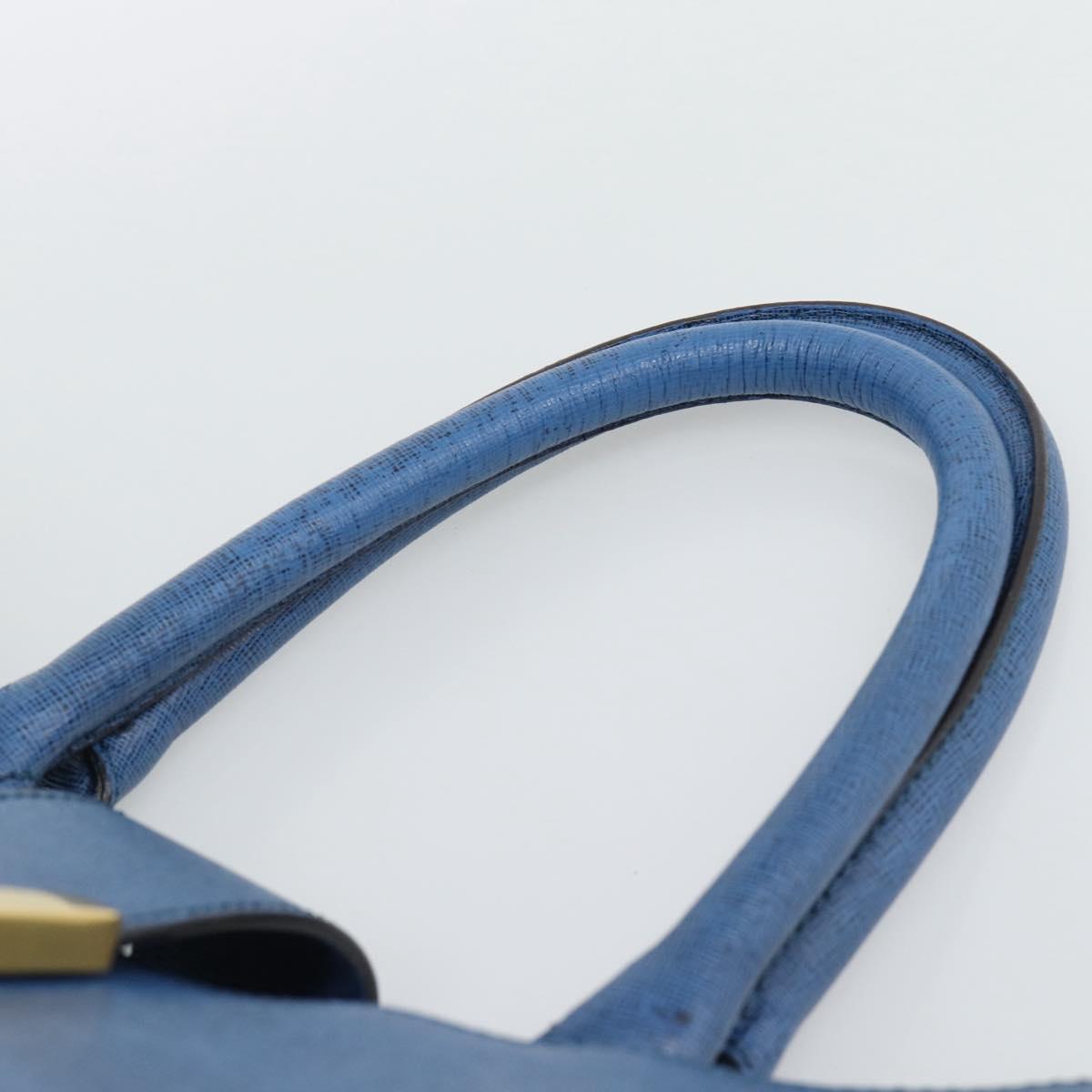 FENDI Tote Bag Leather Blue Gold Tone 8BR662 Auth ep15227