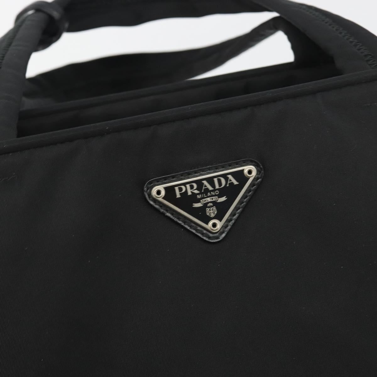 PRADA Hand Bag Nylon Black Silver Auth ep15229