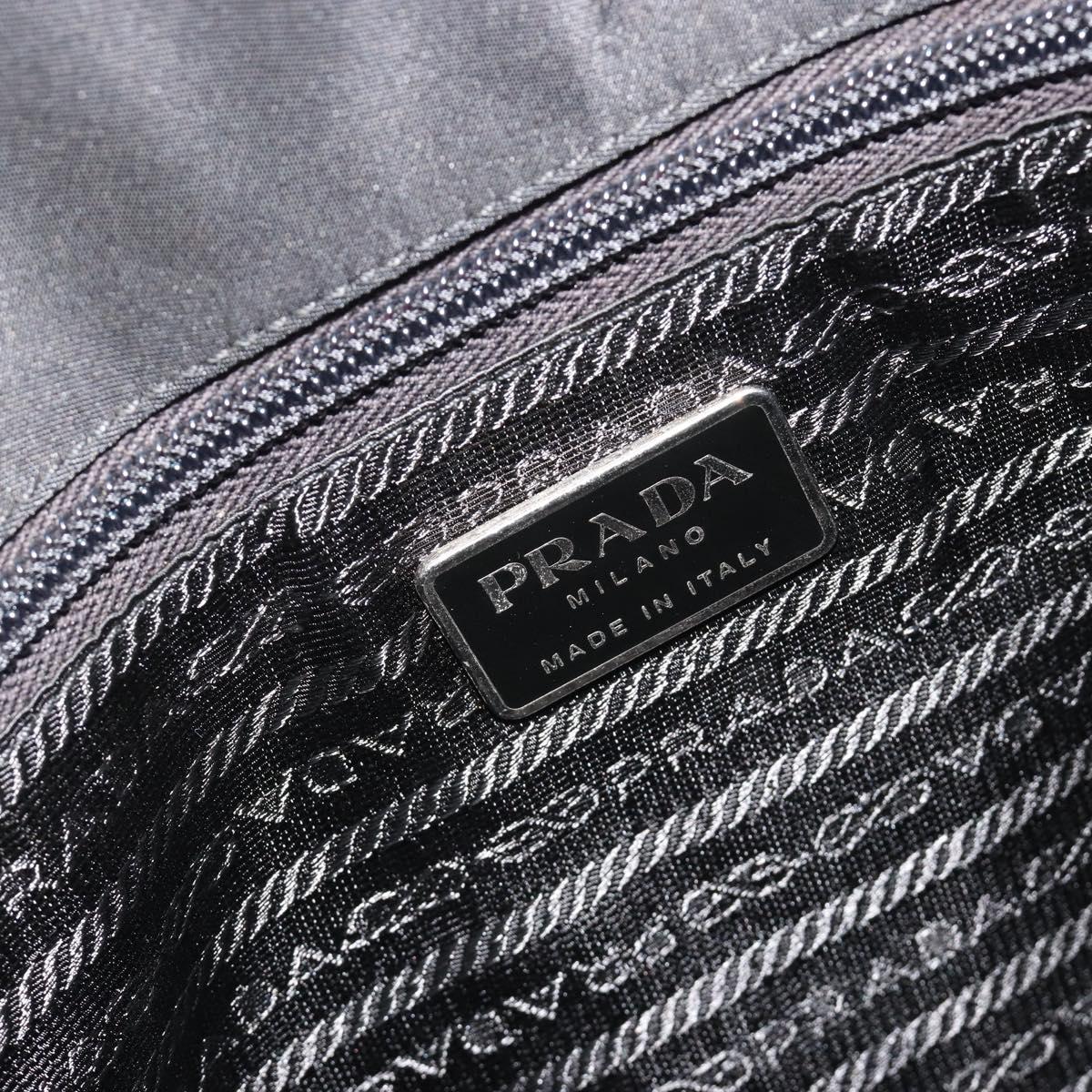 PRADA Hand Bag Nylon Black Silver Auth ep15229