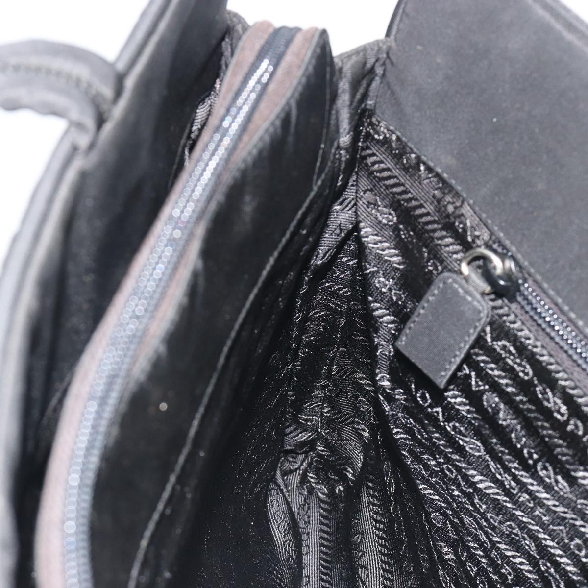 PRADA Hand Bag Nylon Black Silver Auth ep15229