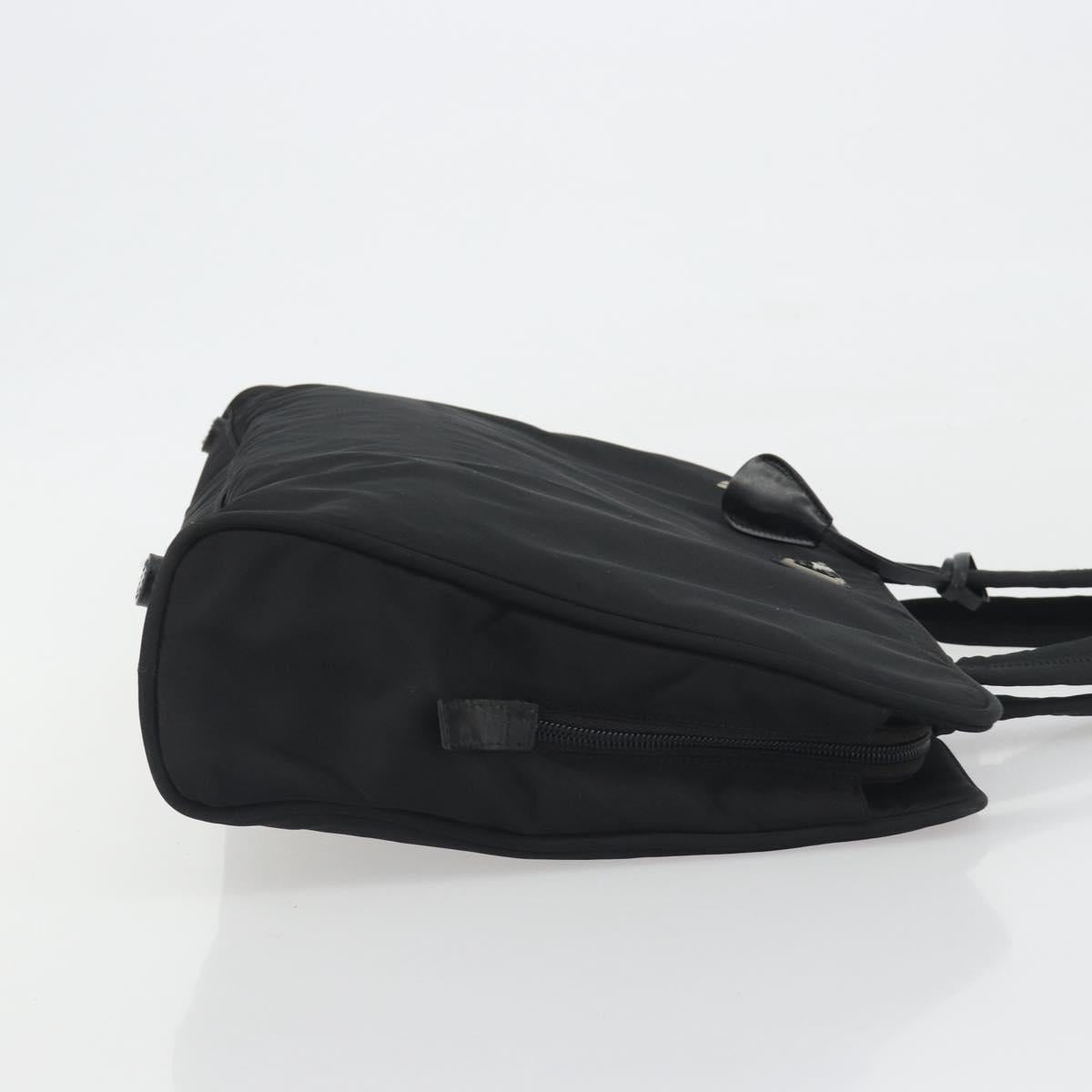PRADA Hand Bag Nylon Black Silver Auth ep15229